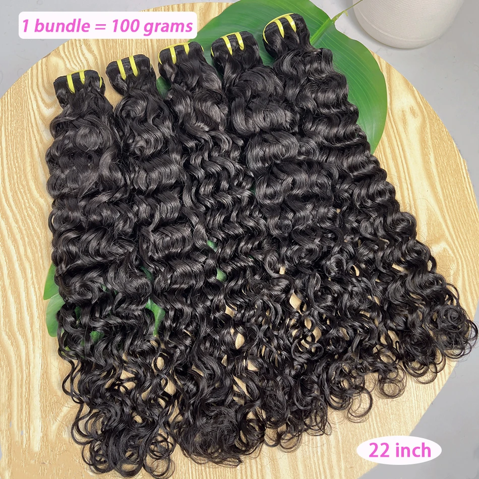 

Пучки человеческих волос Water Wave 10-30 дюймов # 1B натуральный черный цвет вьющиеся волнистые 100% необработанные необработанные наращивание волос девственницы