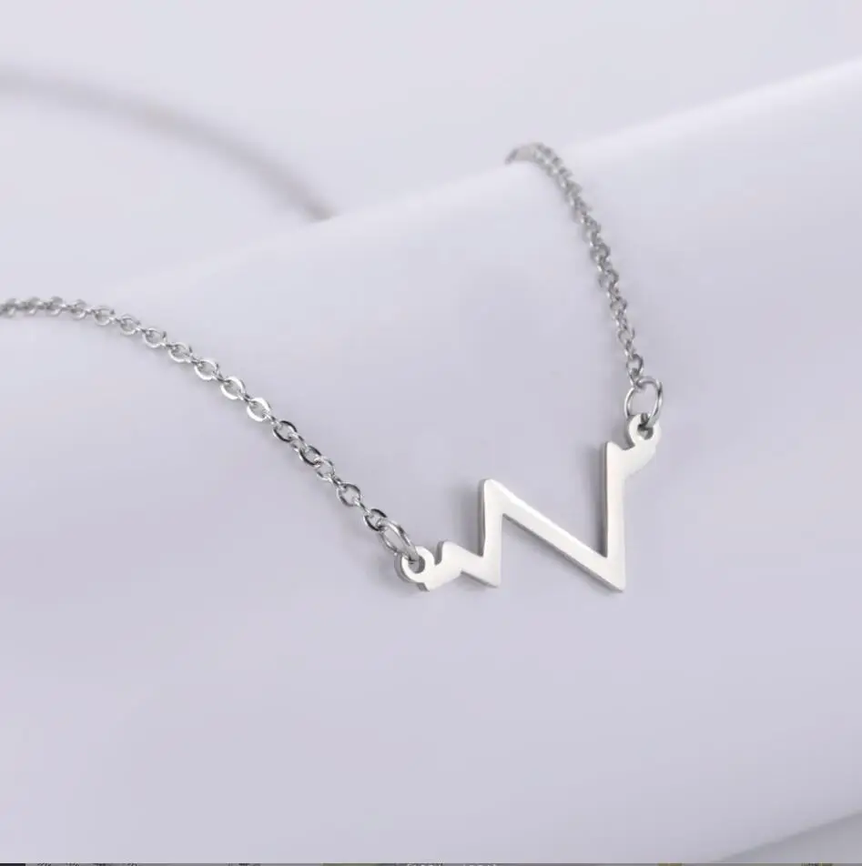1PC Heartbeat Necklace Stainless Steel Electrocardiogram Pendants  Necklace for Nurse Doctor Graduate Student Women Gift F1183