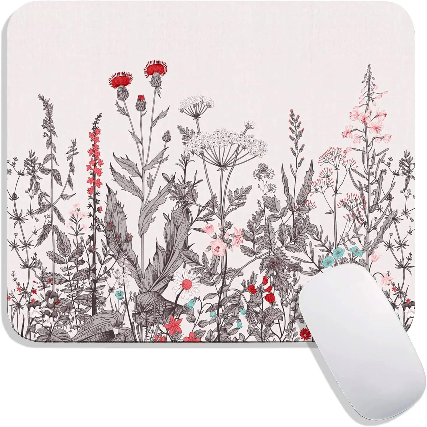 Garden Flowers Mouse Pad Personalized Premium-Textured Mousepads Design Non-Slip Rubber Base Computer Mouse Pads 9.7x7.9 In