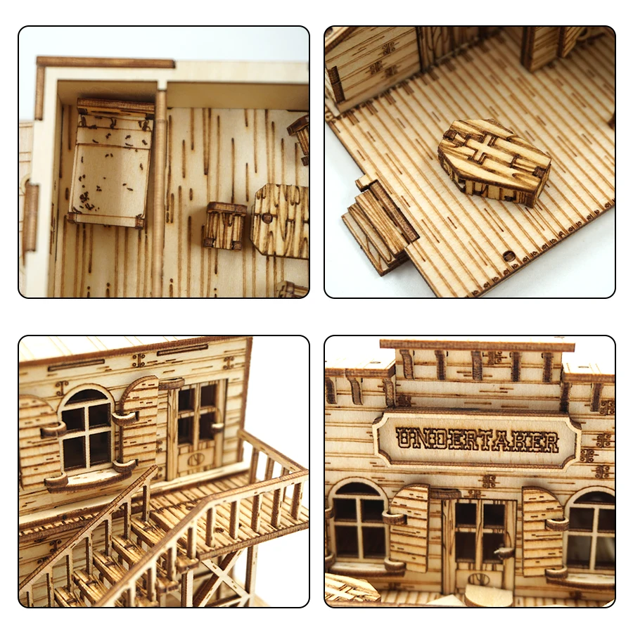 لغز OUZEY Desert Oasis House ثلاثي الأبعاد، نموذج تراجع البرية الخشبية، بيت الدمية على شكل كابينة العزلة DIY للبالغين #5