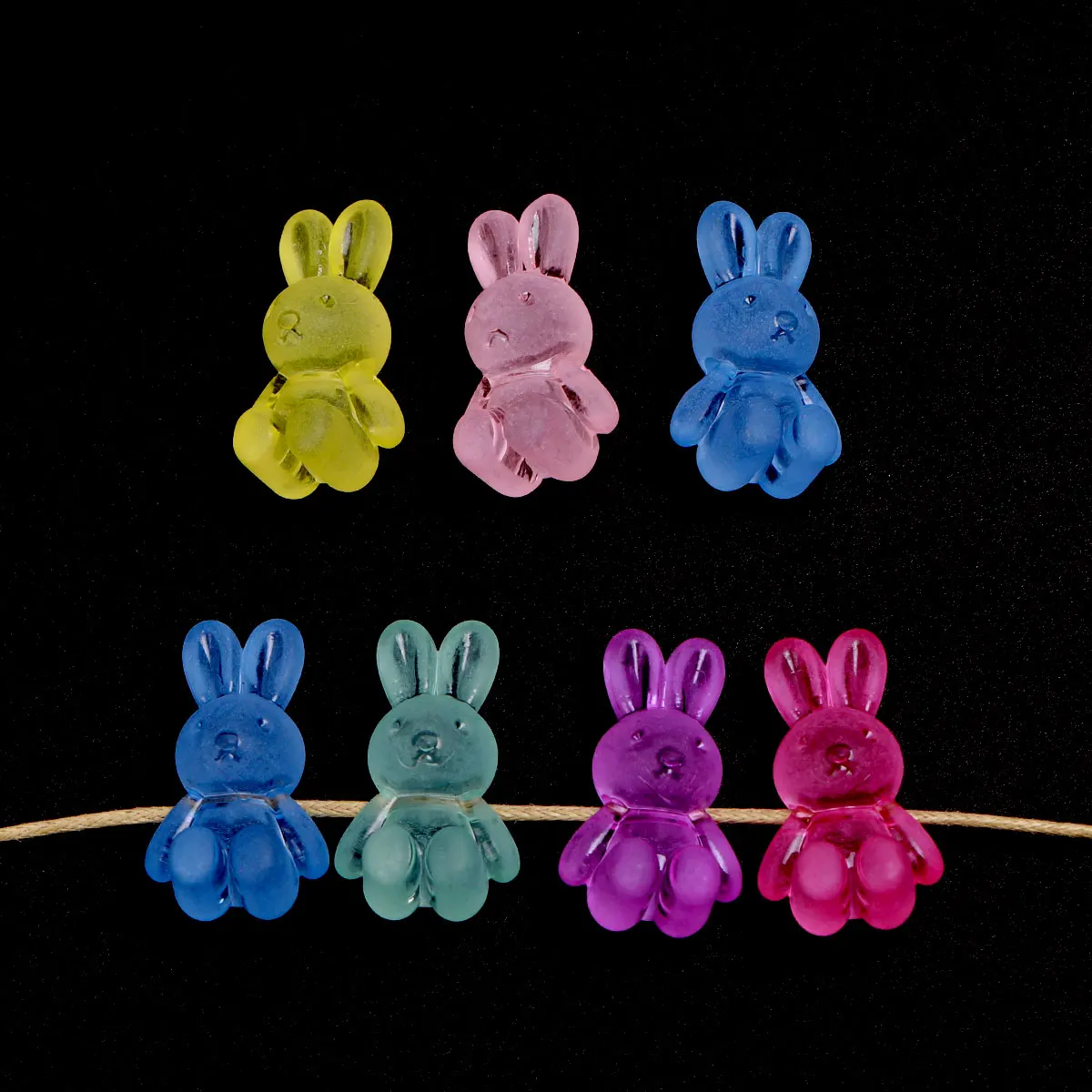 9pcs/18pcs Random Color Frosted Rabbit Acrylic Beads Loose Spacer Beads For Jewelry Making DIY Hair Accessory Bracelet