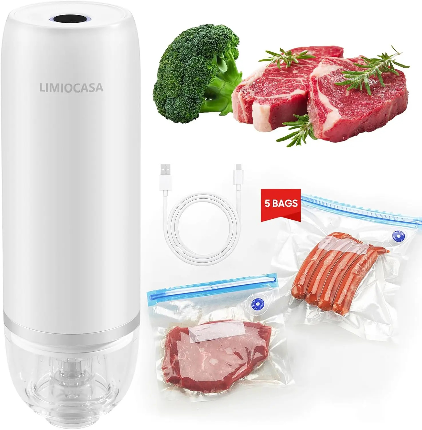 

Compact Handheld Vacuum Sealer for Bags, Jars, Camping & Travel – Keeps Food Fresh Longer
