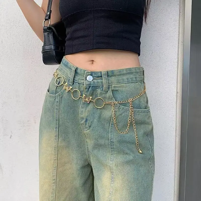 Neue süße Strass-Schmetterlings-Taillenkette für Damen mit Metallakzenten – verstellbarer und stilvoller Modegürtel ​