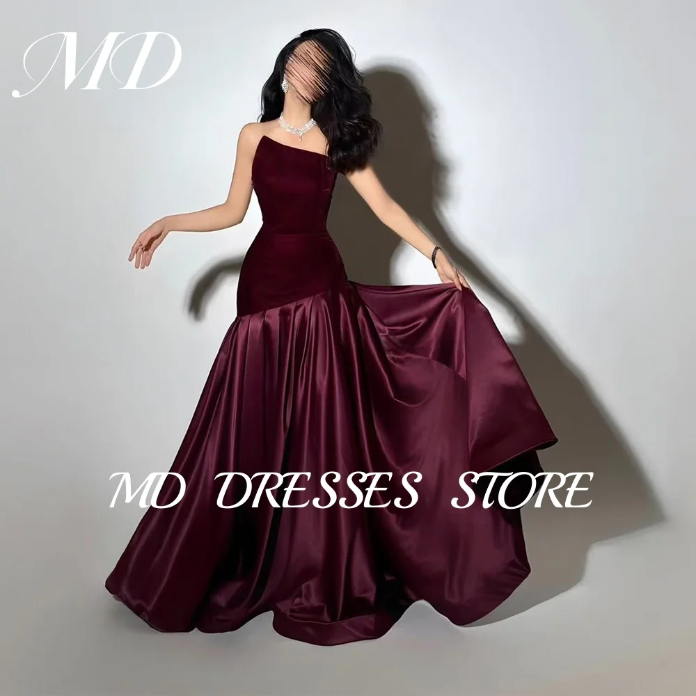 

MD Elegant Velvet Satin Mermaid Evening Gown Strapless Sleeveless Floor-Length Prom Down Vestidos de fiesta customised 2025