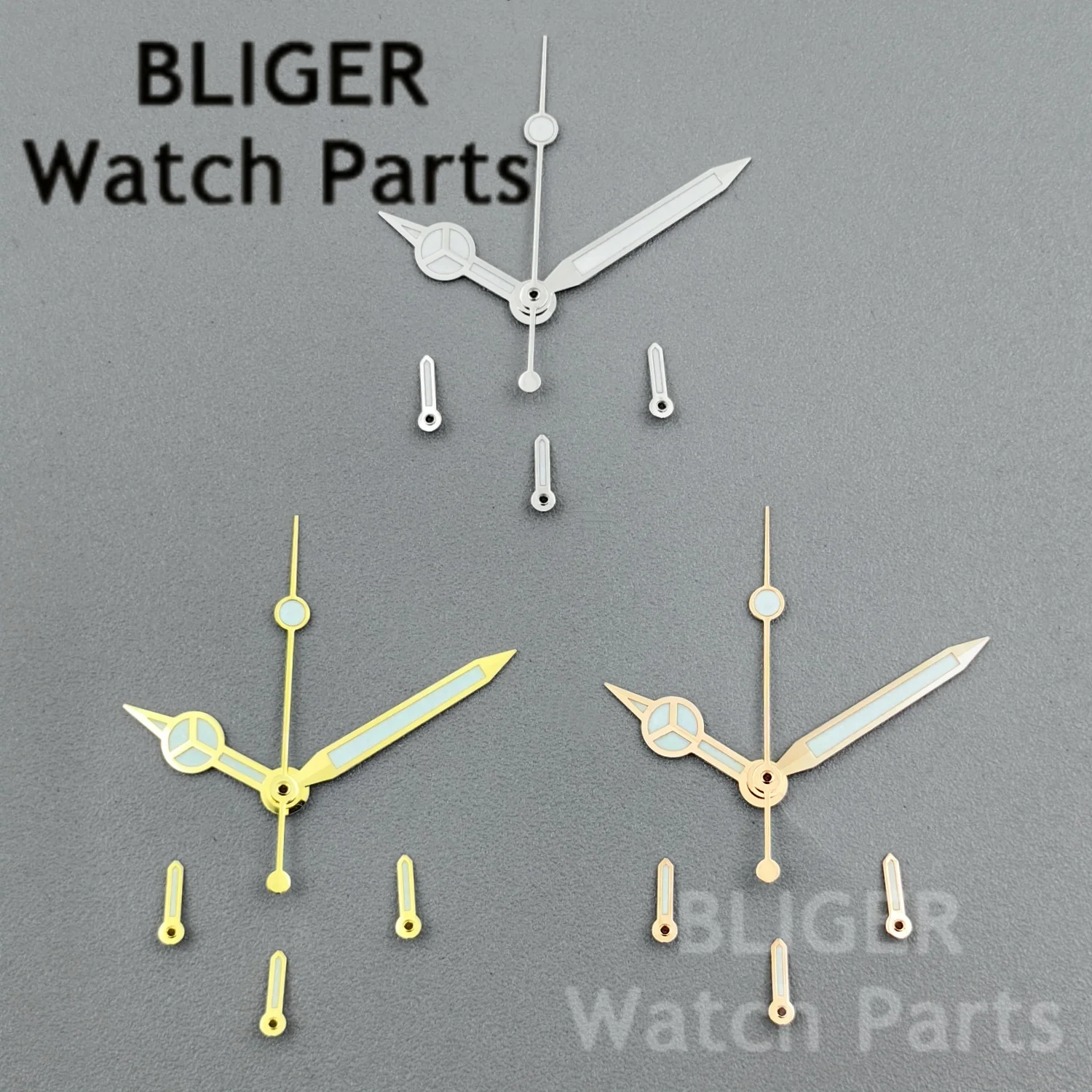 Bliger vk63 rosa ouro prata ouro relógio ponteiros verde luminoso 6 pçs conjunto caber vk63 vk64 movimento de quartzo relógio mão peças modificadas