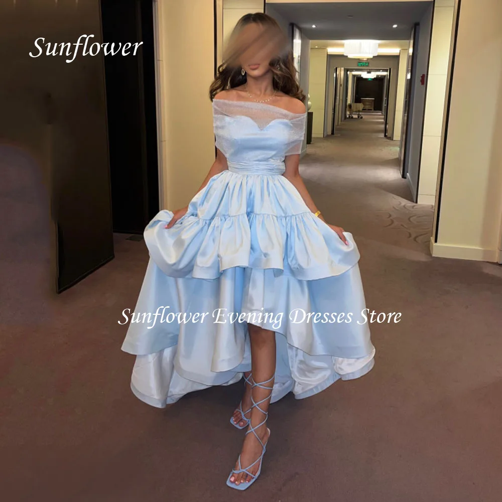 

Sunflower Sweetheart Prom Gown Tiered A-LINE Evening Dress Slim Ruffles Satin Party Dress 2023 Floor-Length Customized