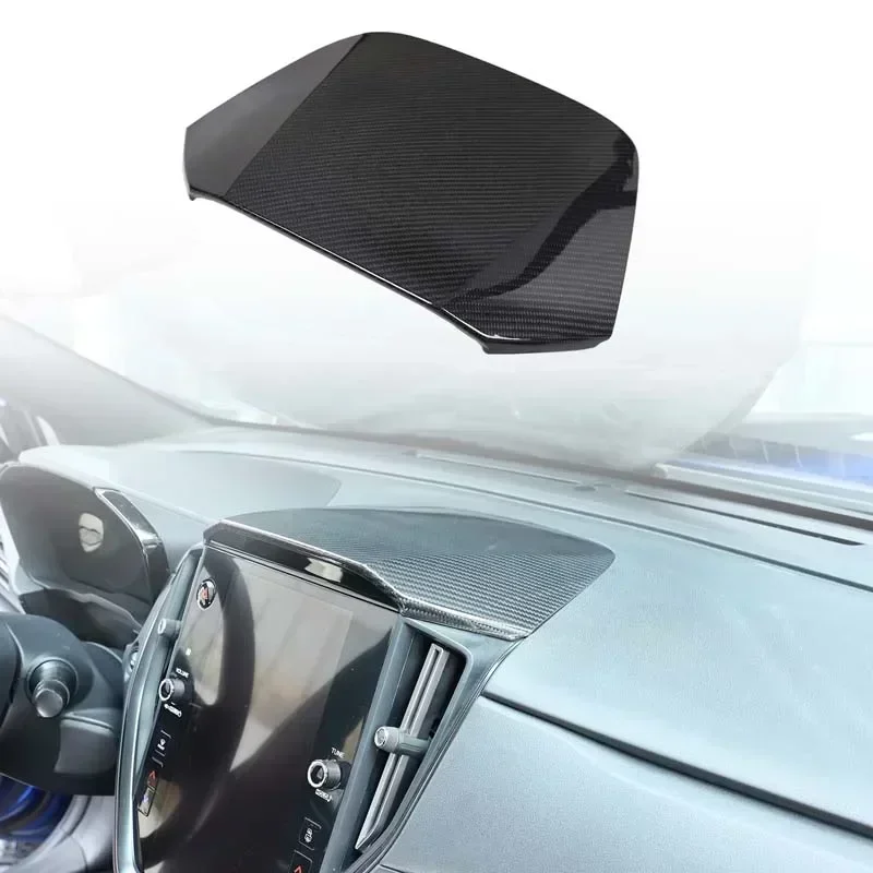 Dry Carbon Fiber Car Center Dashboard Display Screen Upper Cover Trim for Subaru WRX Crosstrek 2022-2025