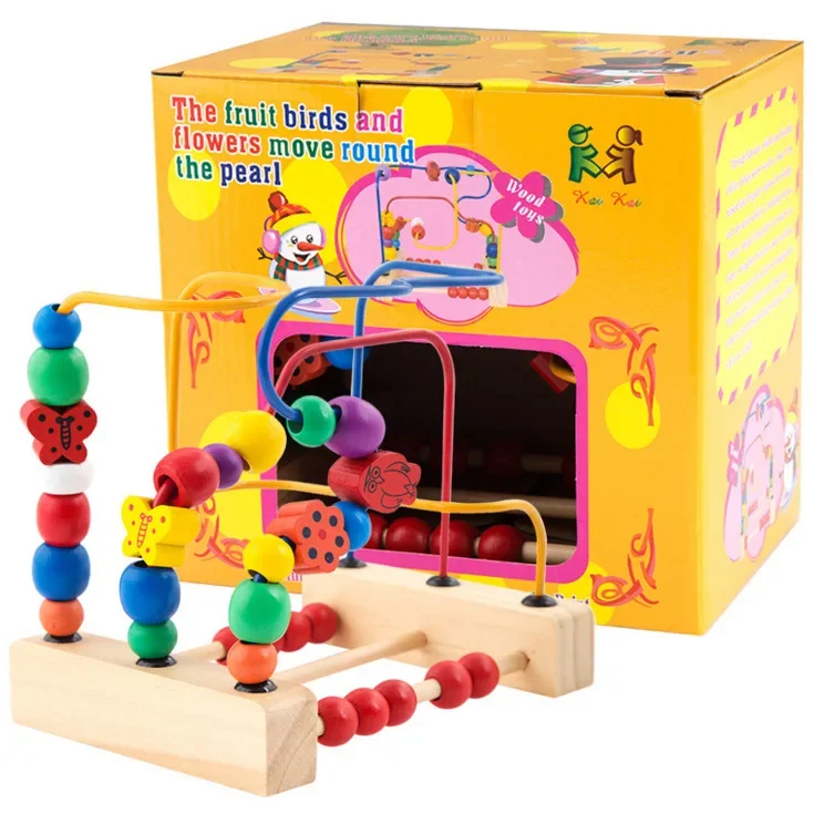 Children's Toys Wooden Beads Legos Early Education Beads Three Tracks Around The Bead Kindergarten Board Game Beads Toys