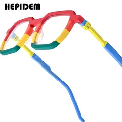 HEPIDEM Multi Acetate Glasses Frame Men Brand Designer Square Eyeglasses Women Japanese Handmade Spectacles Thick Eyewear 9373