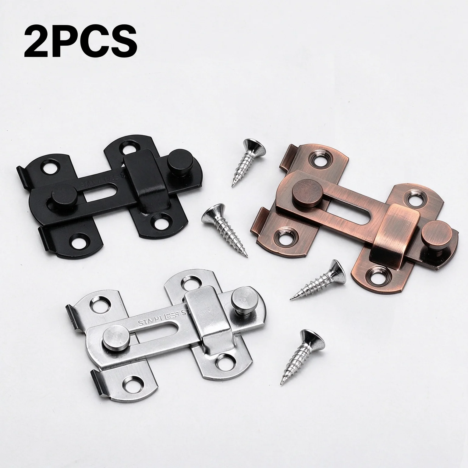 Stainless Steel 180° Flip Barn Door Lock, Anti-Theft Sliding Latch, Durable Easy-Install for Garage Bath Window Pet Door Outdoor
