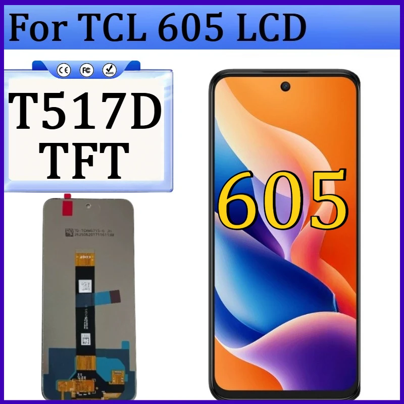 New TFT Screen for TCL 605 T517D Digitizer LCD Display Touch Screen Panel Replacement for TCL 605 517D LCD