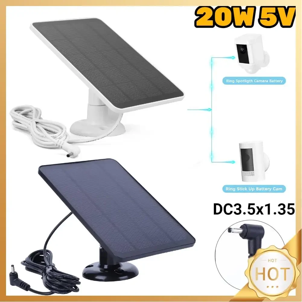 

20W 5V Solar Cell Panel Waterproof Adjustable Wall Mount Bracket with 9.8FT Charging Cable for Ring Stick Up&Spotlight Cam