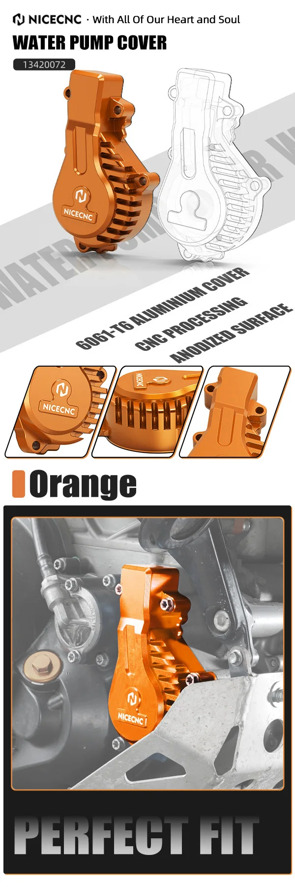 (EU-Lager) NICECNC Wasserpumpenabdeckung Wasserpumpenkühler Impeller-Abstandshalter für KTM 690 Enduro /R 690 SMC /SMC R 12-2023 Husqvarna 701 – Detail 6
