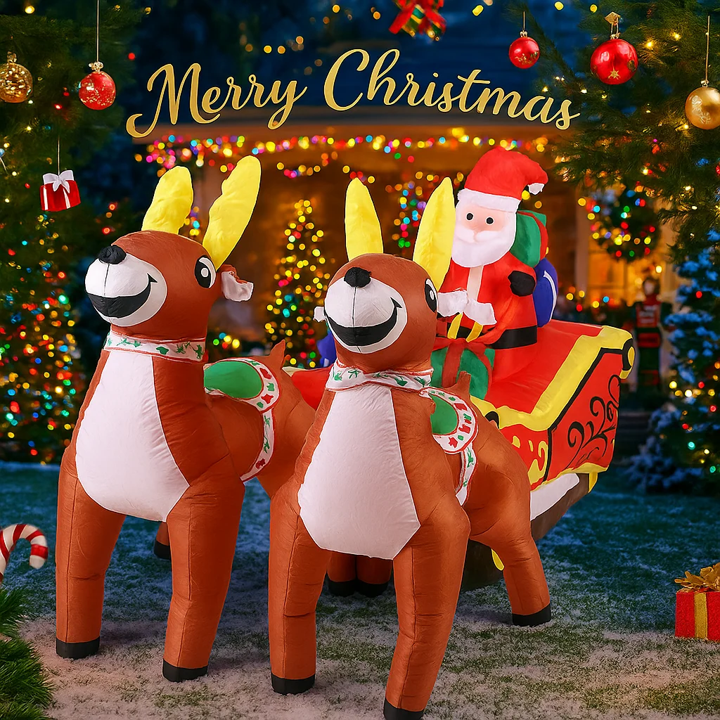 8.20FT عيد الميلاد LED ساحة ديكور نفخ سانتا كلوز و الرنة مزلقة ديكور المنزل اللعب الهدايا الحلي لوازم عطلة عيد الميلاد