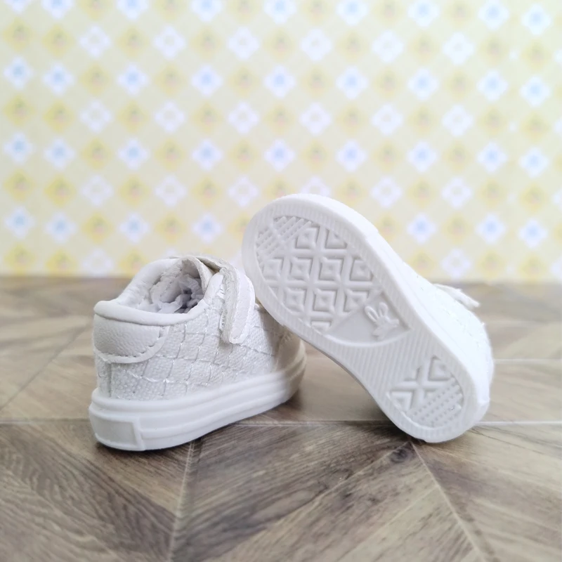 

1/6 Bjd Doll Shoes Handmade 4.4cm * 1.7cm Cute Thick Soled Color Block Casual Shoes High Top Lace Up Flat Shoes For Doll Toy