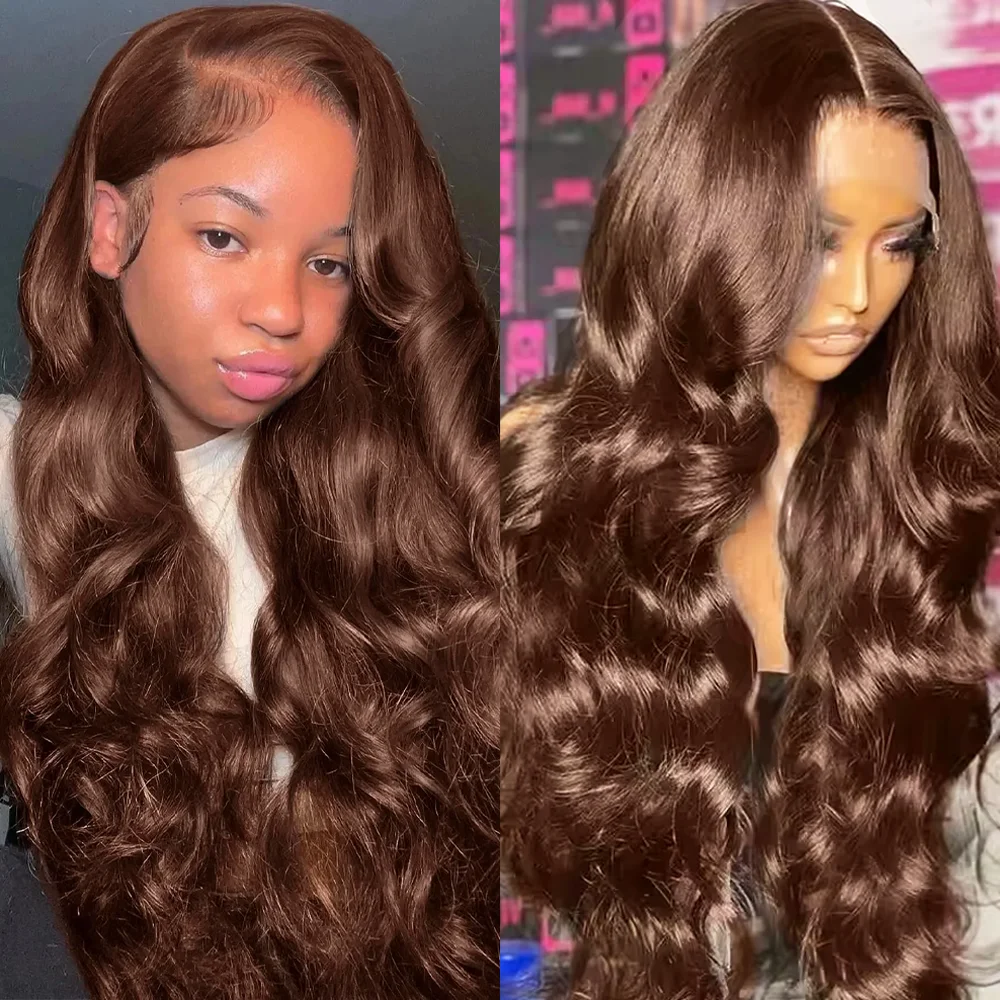 

Парик из натуральных волос 200 Density, шоколадно-коричневый, с волнистыми локонами, 13x6 HD Lace Front, 13x4 Lace Frontal, бразильские волосы Remy для женщин