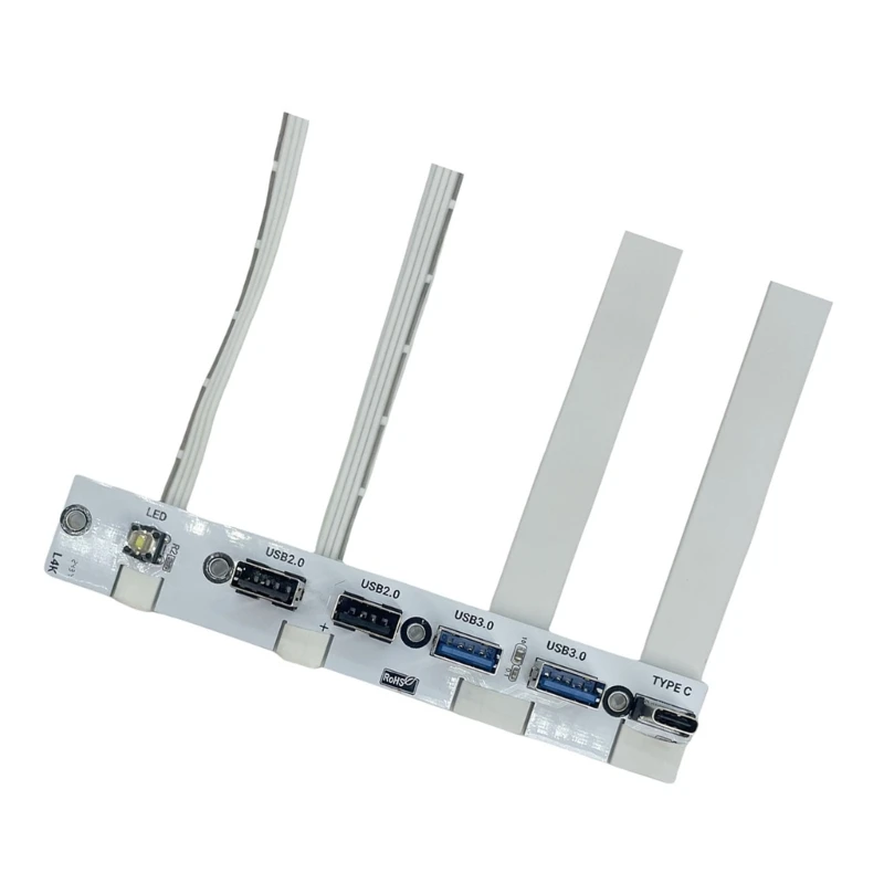 5 Port USB PC Front Panneau Bracket 2XUSB3.0 2XUSB2.0 1XUSB C 20G avec LED