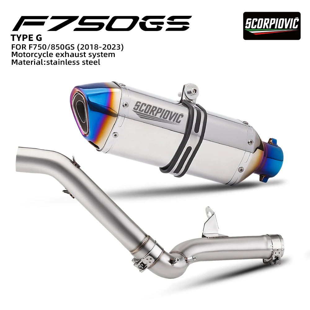 FOR F750GS F850GS 2018-2023 Slip On Motorcycle Exhaust System Mid Pipe Matched With 370mm Tail Section