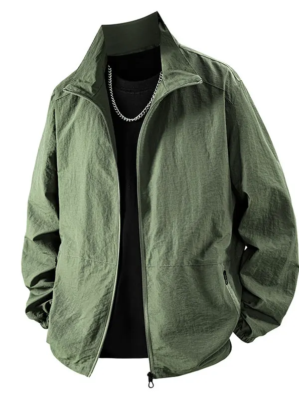 

Мужская спортивная куртка на молнии для весны и осени, однотонная, для бега, приталенная, повседневная, из полиэстера, нейлона и синтетических волокон