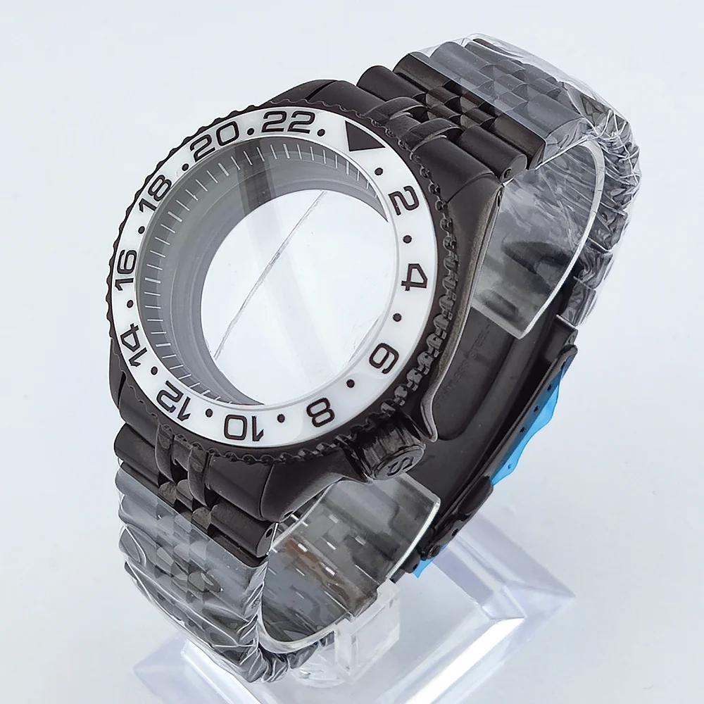 41 مللي متر حافظة NH35 حافظة سوداء SKX007 حافظة من زجاج الياقوت مقاومة للماء مناسبة لعلبة 28.5 مللي متر حافظة ساعة رجالية فاخرة