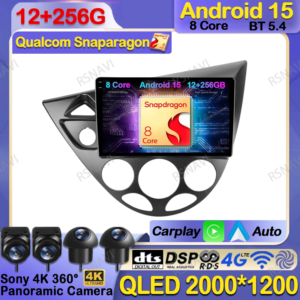 

Car Radio Android 15 For Ford Fiesta 1995-2001 Focus MK1 1998-2004 Head Unit DSP Wireless Carplay Auto Viedo Player QLED DVD BT