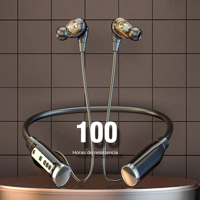 Auriculares inalámbricos con banda para el cuello, Auriculares Bluetooth con batería de 100 horas de duración con micrófono, Auriculares deportivos con reducción de ruido