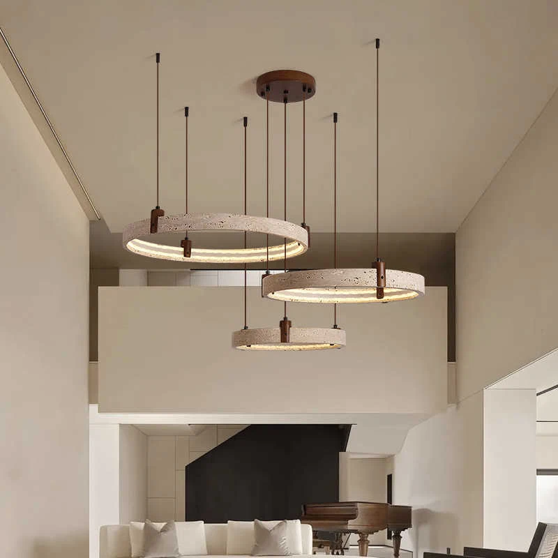 Modern Stone Rings Led Dimmable Pendant Light Living Dining Room Chandelier Lighting Home Decor Bedroom Suspension Lamp Fixtures