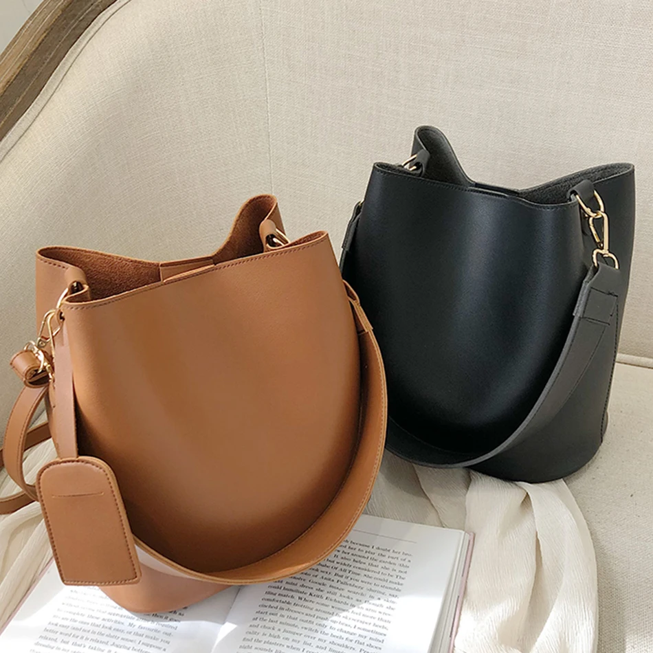 2piece/set Fashion Design Pu Leather Shoulder Crossbody Bag Casual Lady Tote Female Large Capacity Bucket purses and handbags