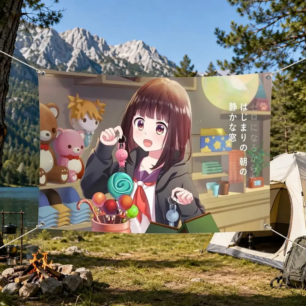 Anime M-Menhera Chan Flags Aesthetic Wall Tapestry Printed Wall Hanging Living Room Party Outdoor Decor