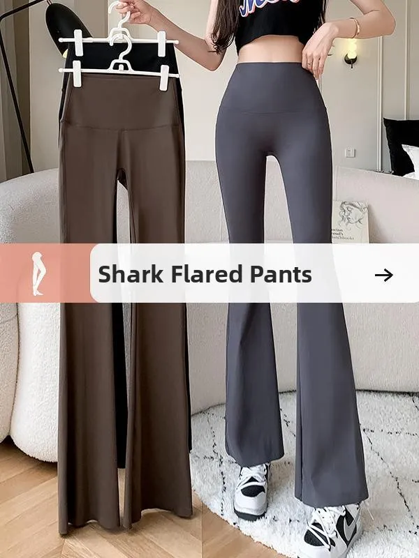 ارتفاع الخصر جرس بوت السراويل النسائية رقيقة اليوغا اللياقة البدنية السراويل ملابس خارجية الربيع الصيف التخسيس تسع نقاط السراويل