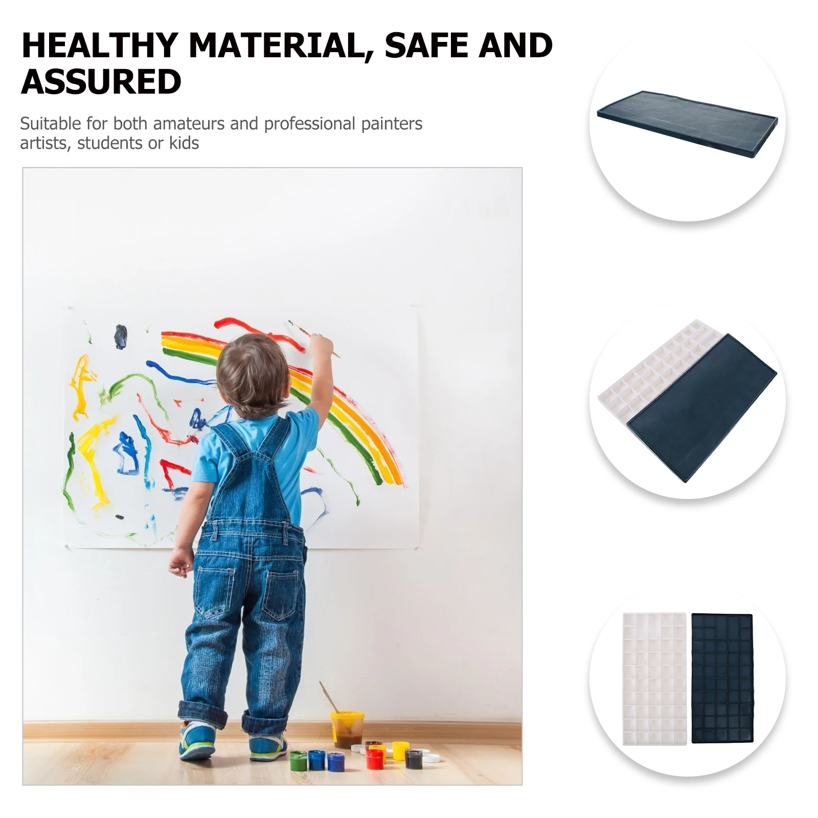 

Watercolor Paint Palette Box Empty Holder Compartments Color Art Paint Boxes Mixing Trays Student Display Plate Premium Material