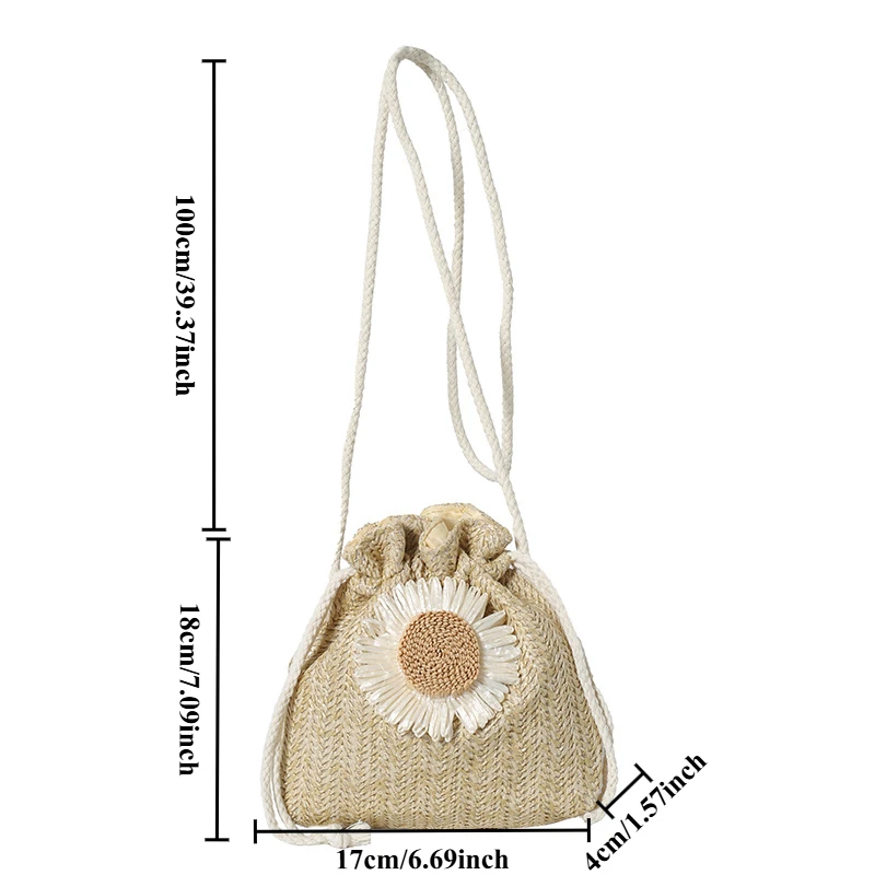 

Personality girl weaving mini bag female new tide 2025 straw lovely ins bucket bag summer daisy shoulder crossbody bag