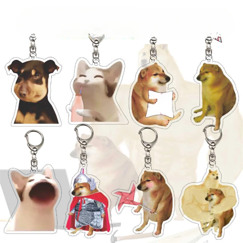 

Popular Shiba Inu Dog Funny Expression Pack Spoof Acrylic Keychain Backpack Pendant Keychain Collection Comic Exhibition Gifts