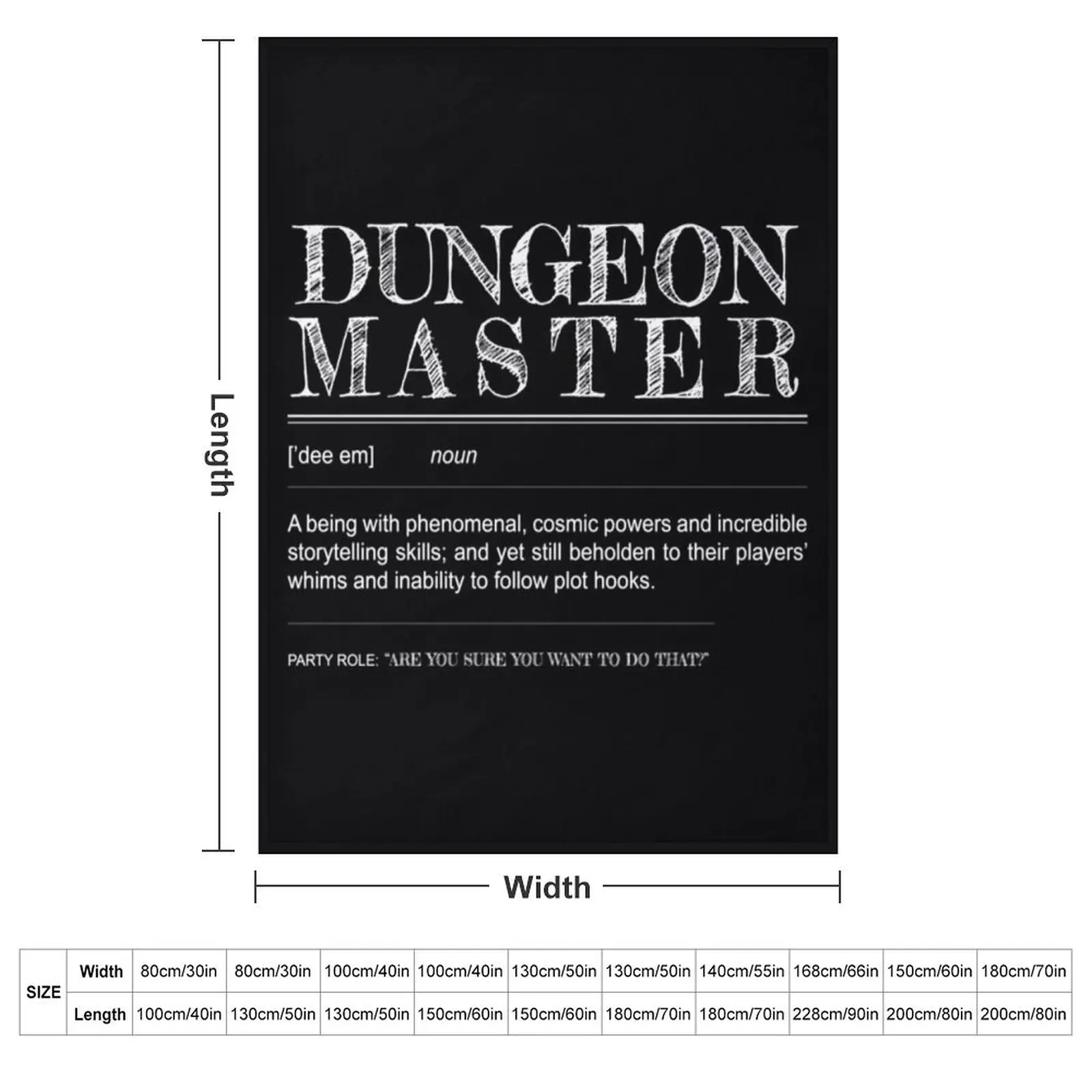 Dungeon Master Definition \t Throw Blanket couch cozy soft plush fuzzy picnic outdoor blanket