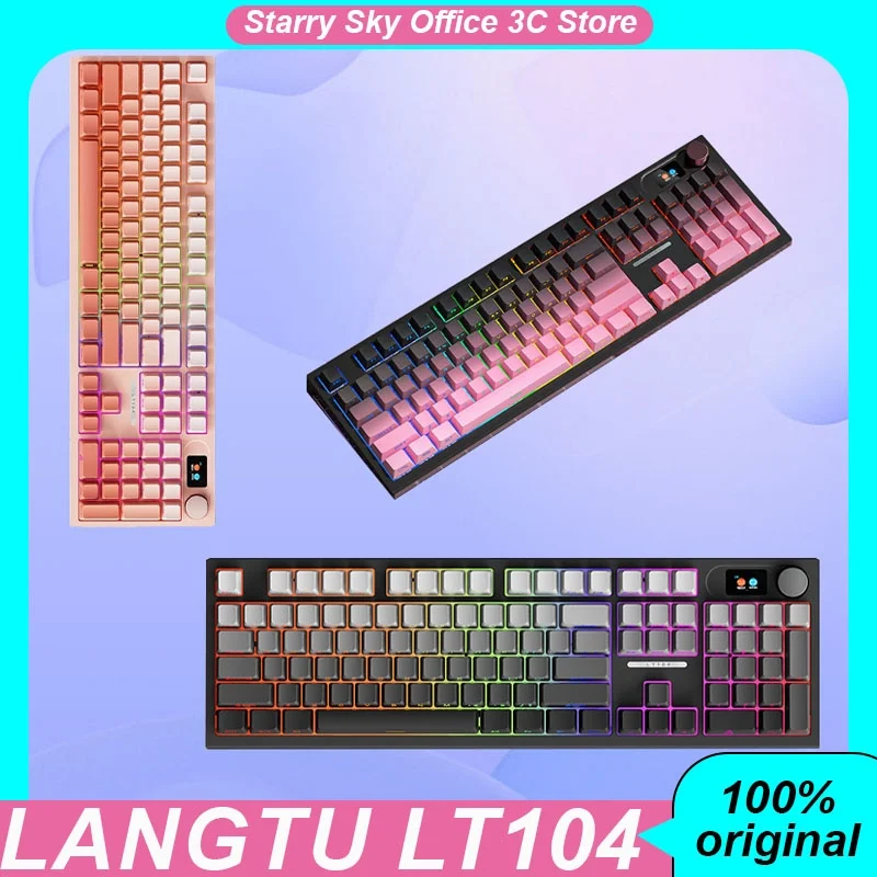 

Langtu Lt104 Mechanical Keyboard Wireless Tri Mode Multi Functional Color Screen 104keys Pbt Hot Plug Customized Gaming Keyboard