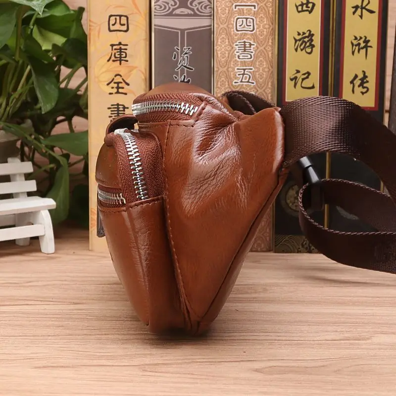 Genuine Leather Men Sling Chest Waist Bum Bags Multi-Purpose Shoulder Messenger Bag Natural Skin Male Hip Fanny Belt Pack