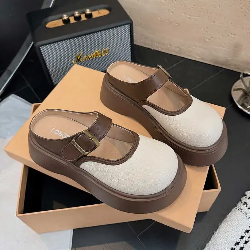 

Non-slip Without Back Women's Slipper Summer Outdoor Shoes Women's Low Heel Sandals Sneakers Sport Retro Teniz