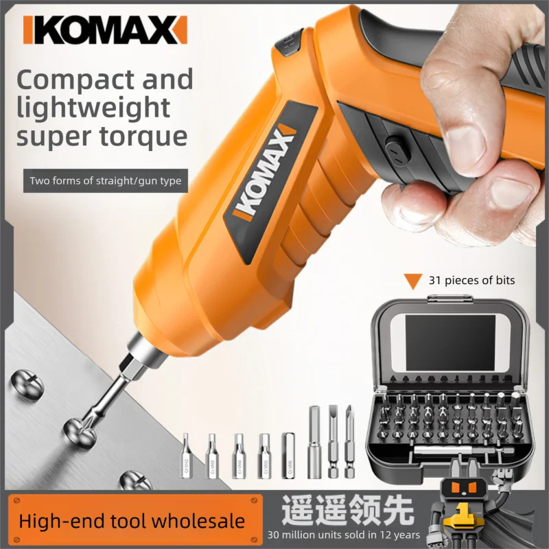 Komax chave de fenda elétrica recarregável sem fio chave de fenda poderosa impacto sem fio conjunto mini broca ferramentas elétricas