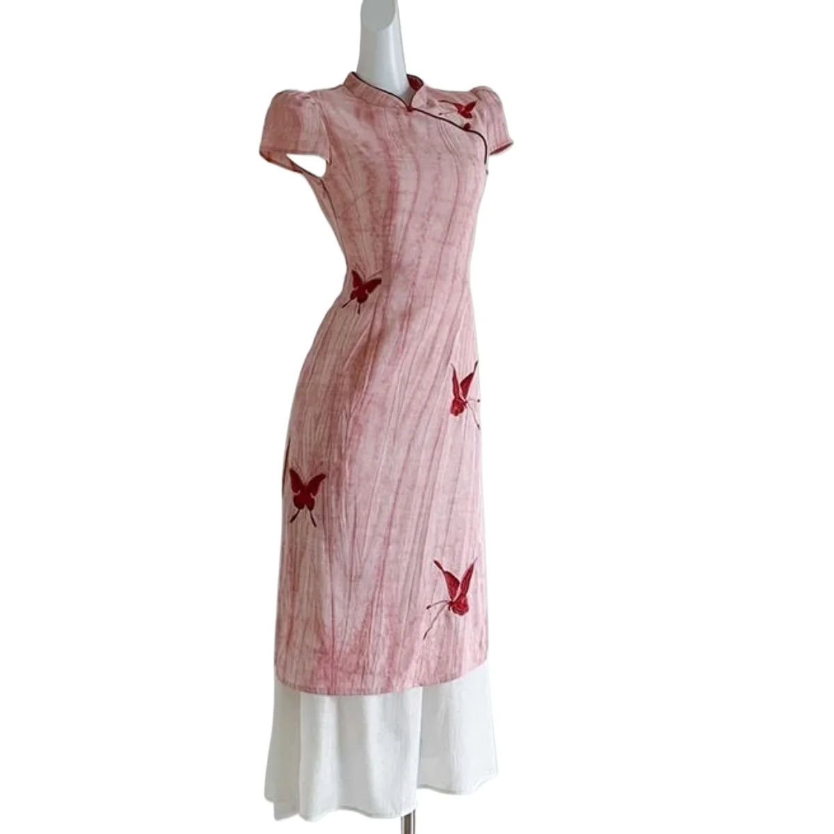

Chinese Butterfly Qipao Dress, Versatile National Style, 2025 New Embroidery Cheongsam Advanced Chinese National Clothing