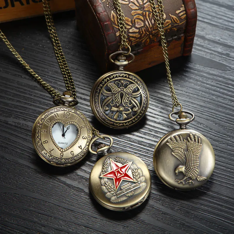 Foreign Trade Retro Pocket Watch Ornament Accessories Wholesale Bronze Pocket Watch Creative Decorative Clock Large Number Europ