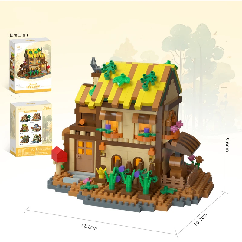 Creativo vista stradale modello di edificio blocchi di costruzione foresta casa sull'albero puzzle mulino a vento decorazione della casa sull'albero giocattoli
