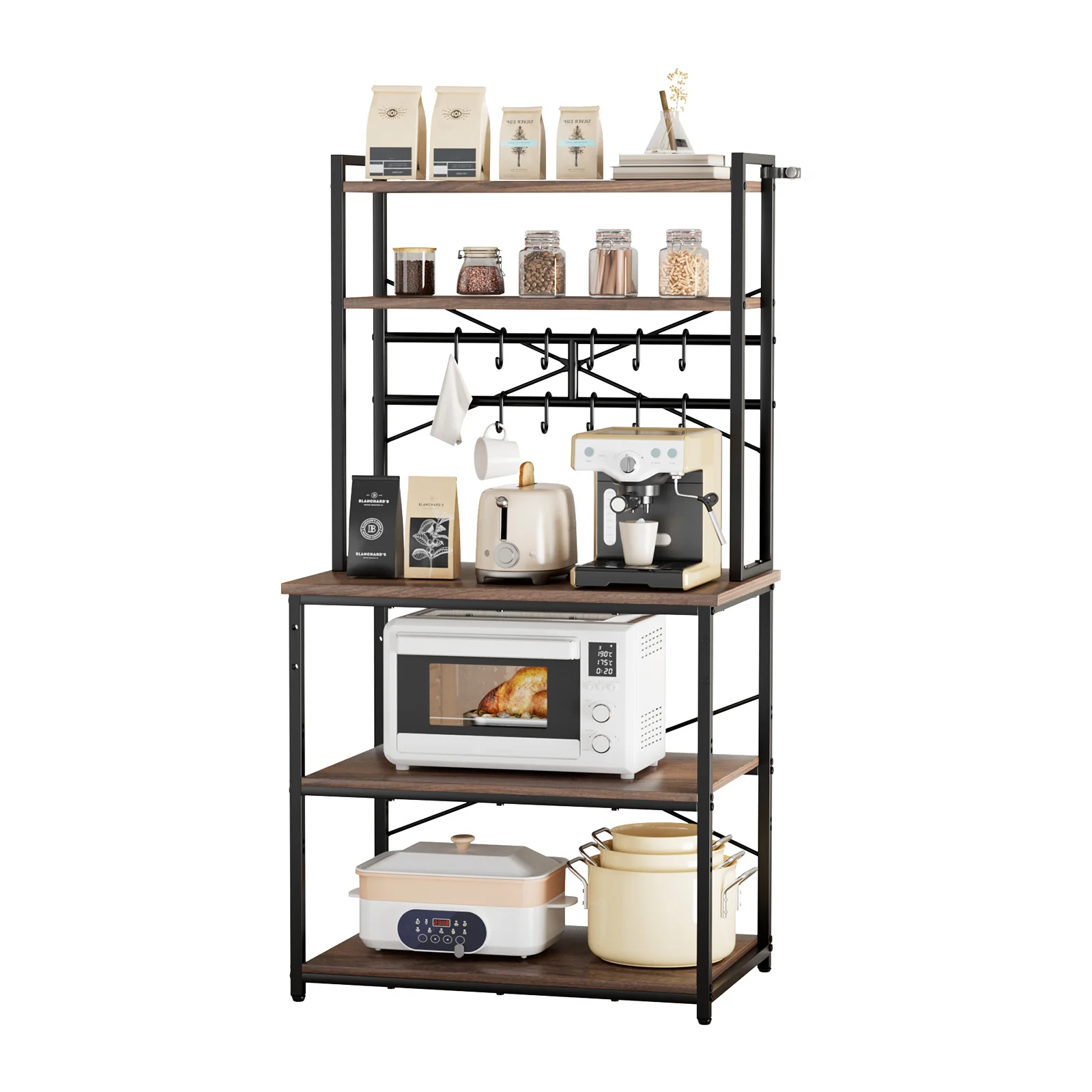 

Кухонная полка SucceBuy Width Kitchen Bakers Rack (23.6/31.5/35.4 дюйма) с Х-образной опорной перекладиной, кофейная станция для тарелок и мисок