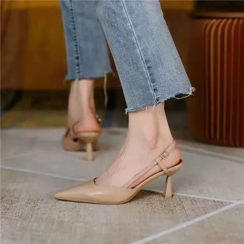 Shoes for Women 2023 Brand Pointy Slingbacks Ladies High Heels Summer Fashion Pumps Shallow Slip on Shoes Female Party Sandals