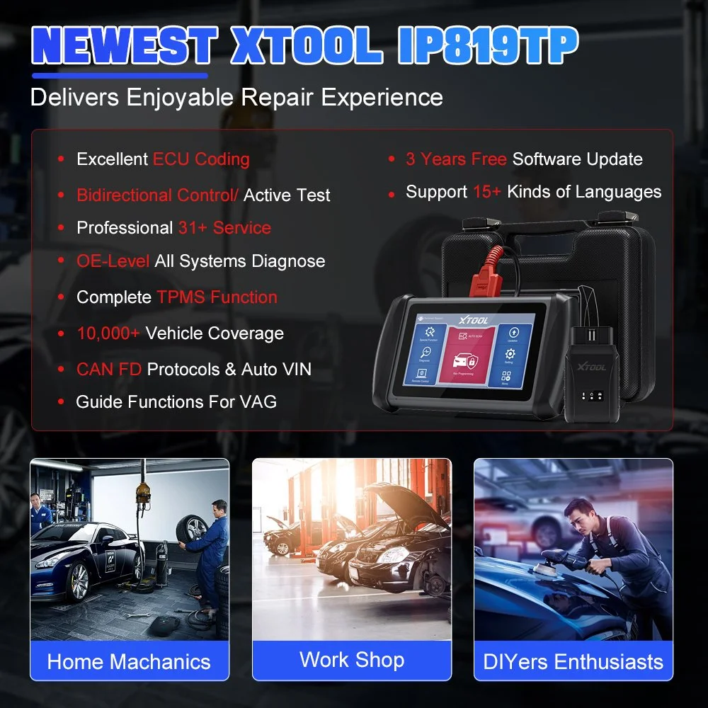 XTOOL Inplus IP819TP TPMS Programming Tools, 31+ Service Functions,Activate Sensors,Bidirectional Control Car Diagnostic Tools