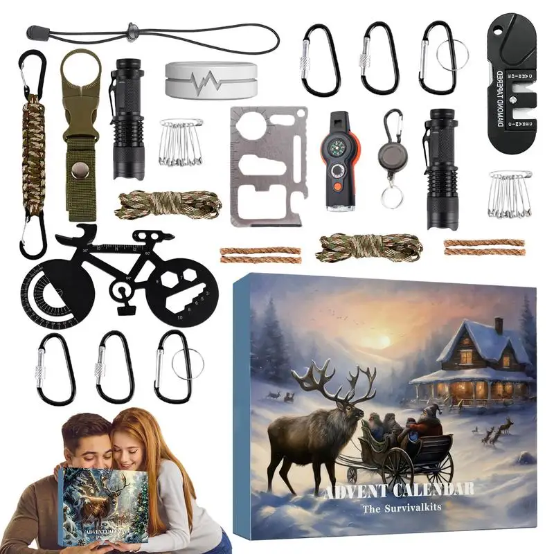 

Countdown Calendar Box Practical Survival Kit Countdown Calendar Survival Tools for Climbers Advent Calendars Christmas Elements