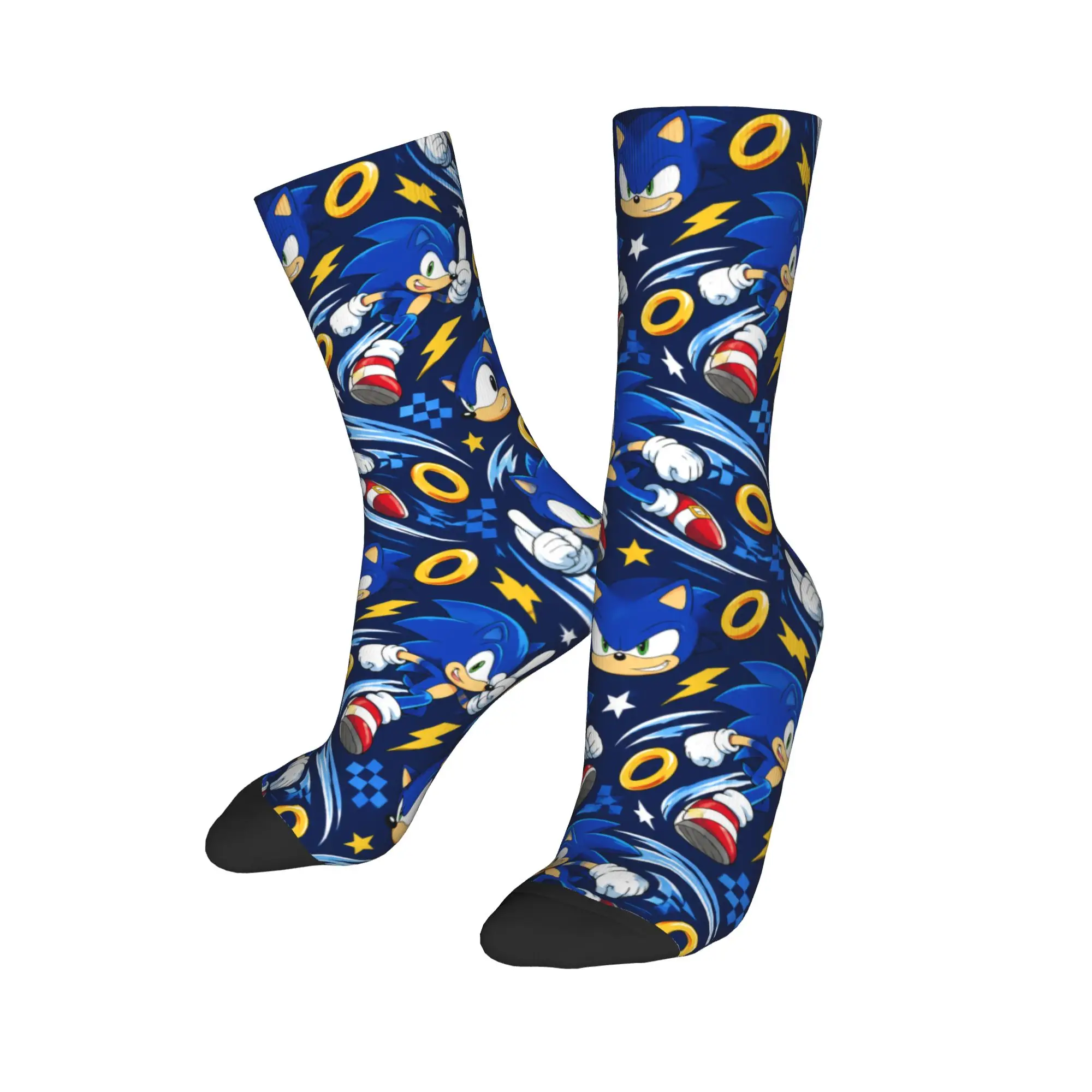 the Speedy Blue HedgehogED Socks  Anti Skid Stockings Men Medium Soft Outdoor Socks Autumn Novelty Graphic Socks