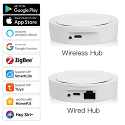 Tuya ZigBee 3.0 스마트 게이트웨이 허브, 멀티 모드 홈킷 브리지, 와이파이, 블루투스 앱, 무선 원격 제어, Alexa Google