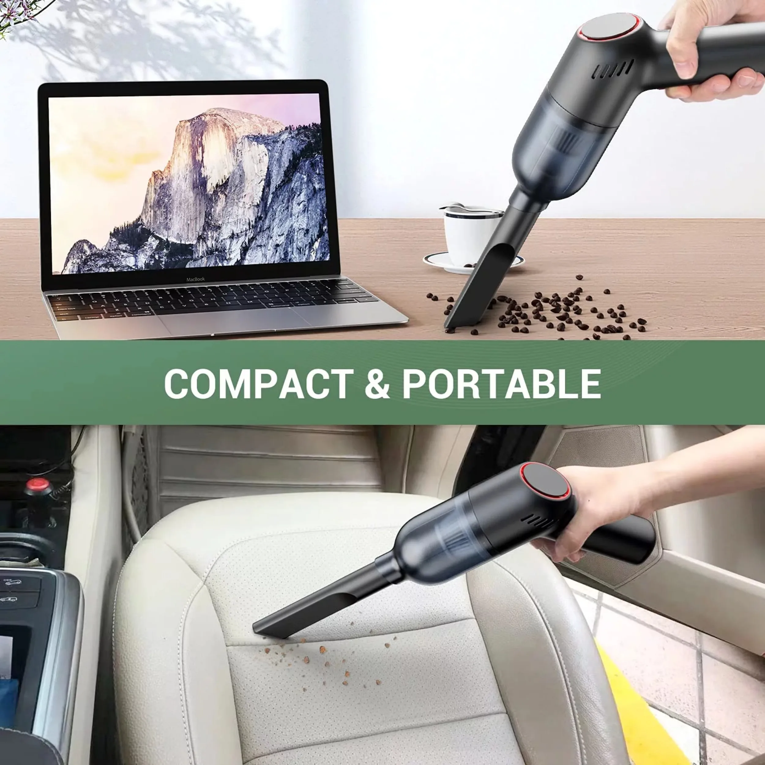 Car Vacuum, Lightweight Handheld Vacuum Cleaner with Strong Suction, Portable Mini Vacuum for Home and Car Lightweight