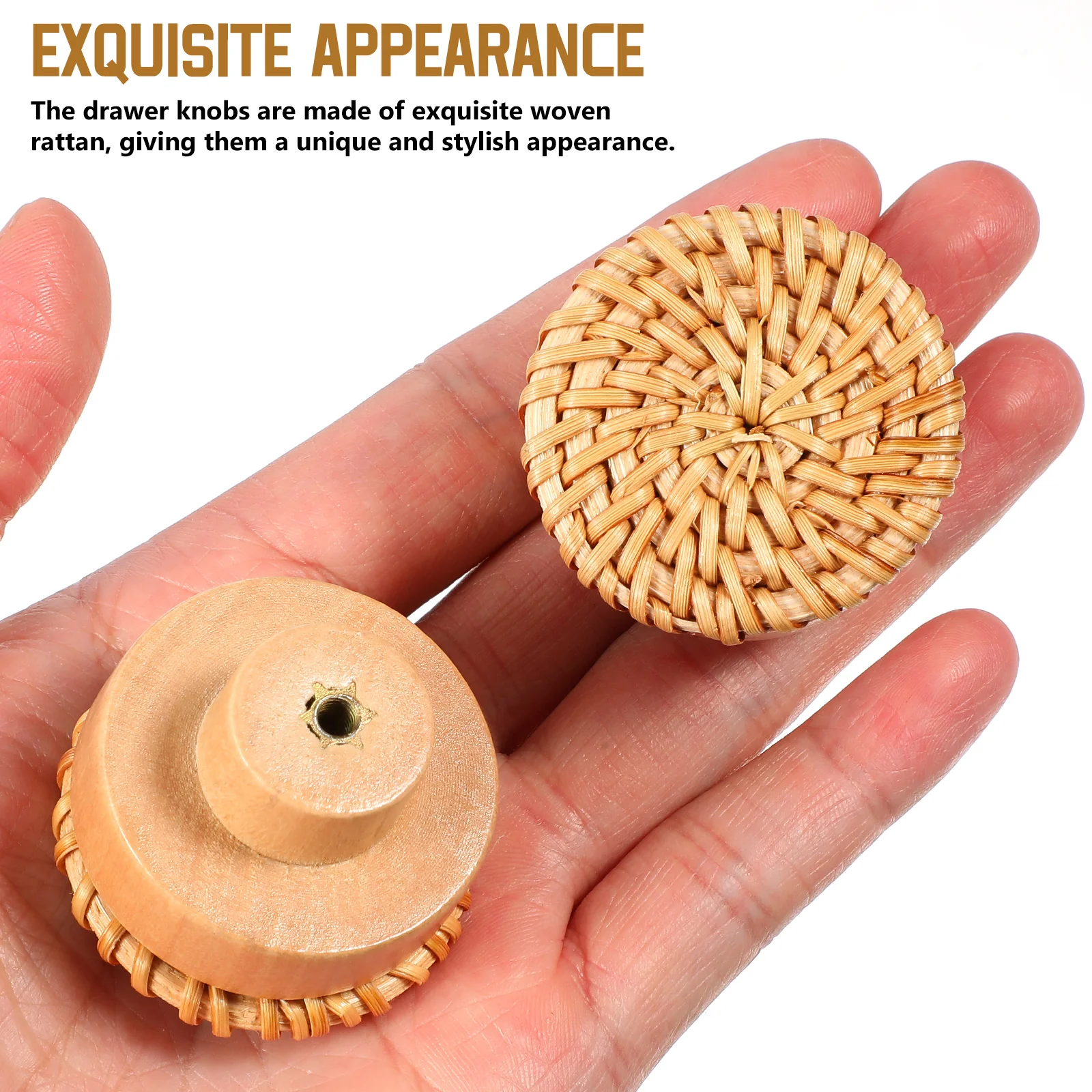 

8 pcs Rattan Handles Drawer 40MM Diameter Bohemian Dresser Knobs Cabinet Pulls Furniture Hardware Furniture Knobs Dresser