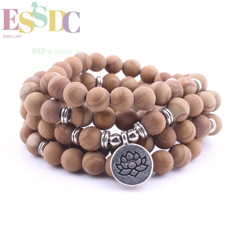 Designer 108 Mala Beads Bracelet or Necklace Natural Serpeg Giante Lotus Best Yoga Gift for Girl Women Summer Jewelry